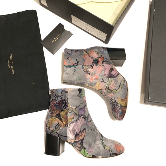 rag & bone Shoes - NIB Rag and Bone Drea Velvet Floral Booties SZ 36